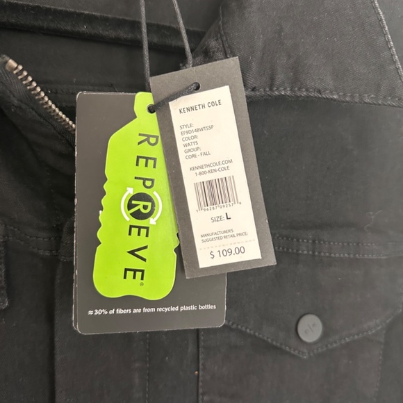 Kenneth Cole Black Denim Jacket Large BRAND NEW WITH TAGS - Picture 5 of 7